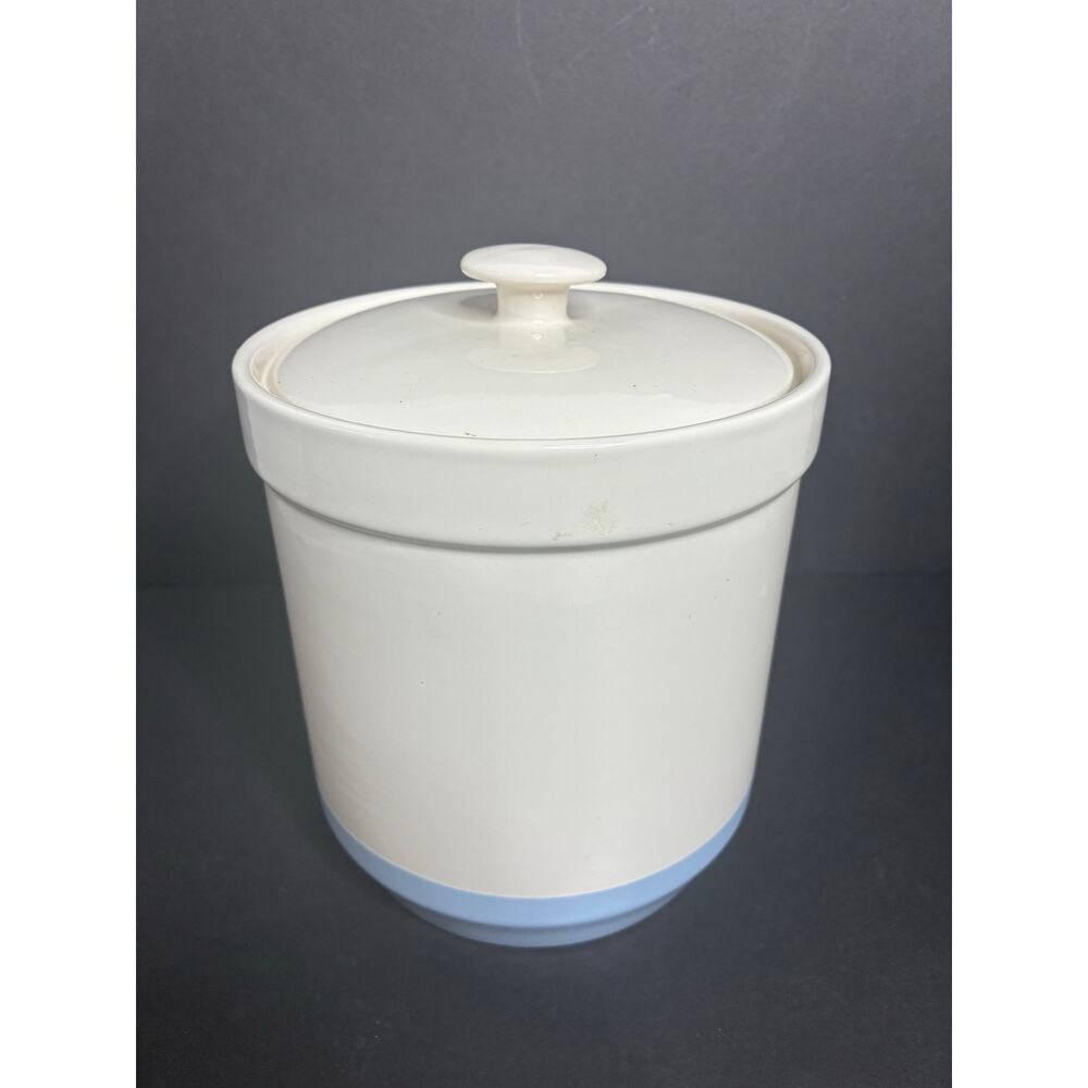 Mason Cash Canister Bakewell Stoneware Canister England 1800 Blue Ivory 7 Inch